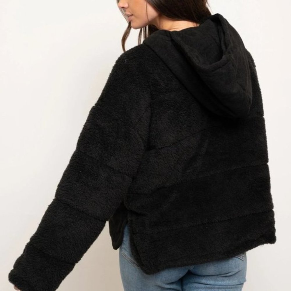 SOFT COZY WOMENS FAUX FUR HOODIE JACKET / COAT - Picture 8 of 9